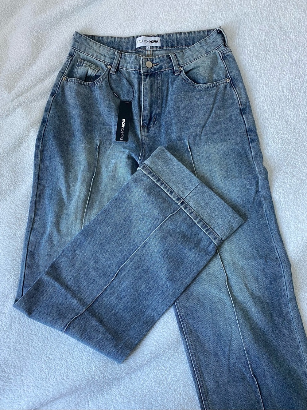 Fashion Nova Women’s Tall En Route Cuffed Wide Leg Jeans